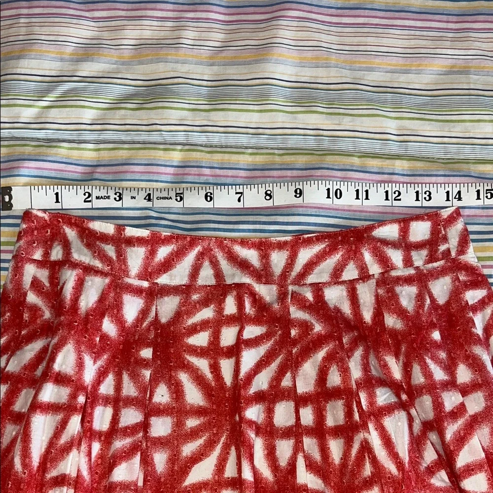 Club Monaco Red and White Pleated A-Line‎ Skirt 4